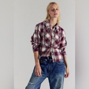 We‎ The Free Georgia Plaid Embroidered Button Down